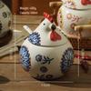 Ceramic Chick Spice Jar with Lid & Spoon - Moisture-Proof, High-End Kitchen Salt & Chili Shaker.