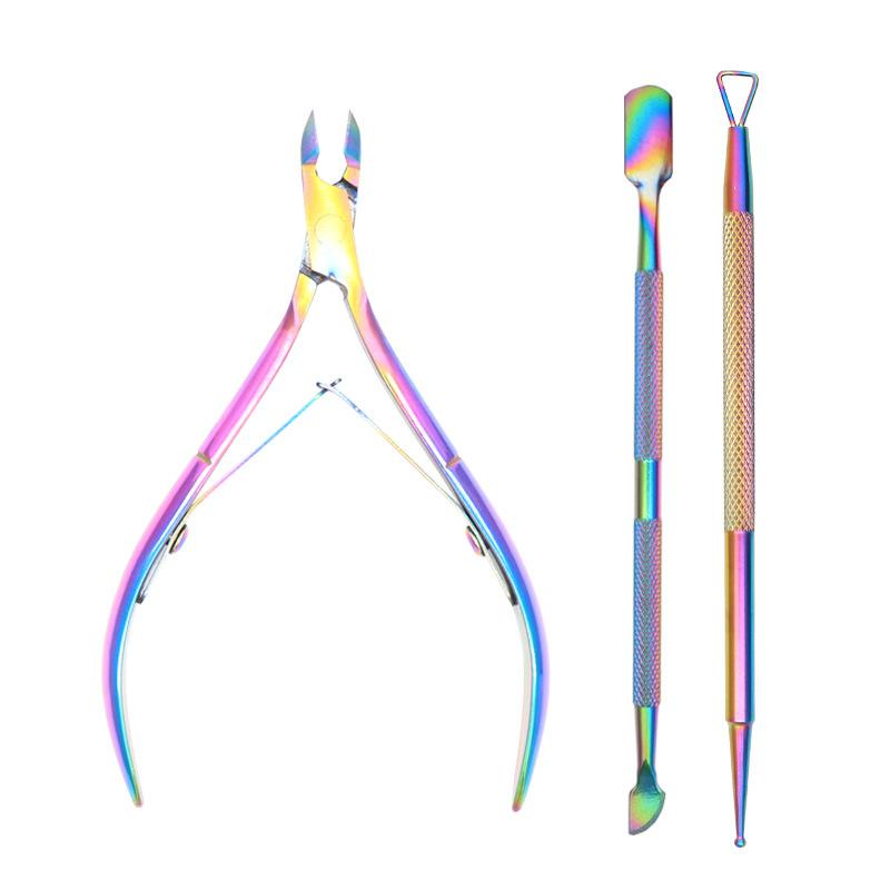 Professional Manicure Set 3Pcs Stainless Steel Nail Cuticle Nipper With Pusher Set Personalized Custom Logo Cuticle Nail Clipper