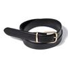 Halden (W) Round Square Gold Buckle Cowhide Leather Belt (T027_black)