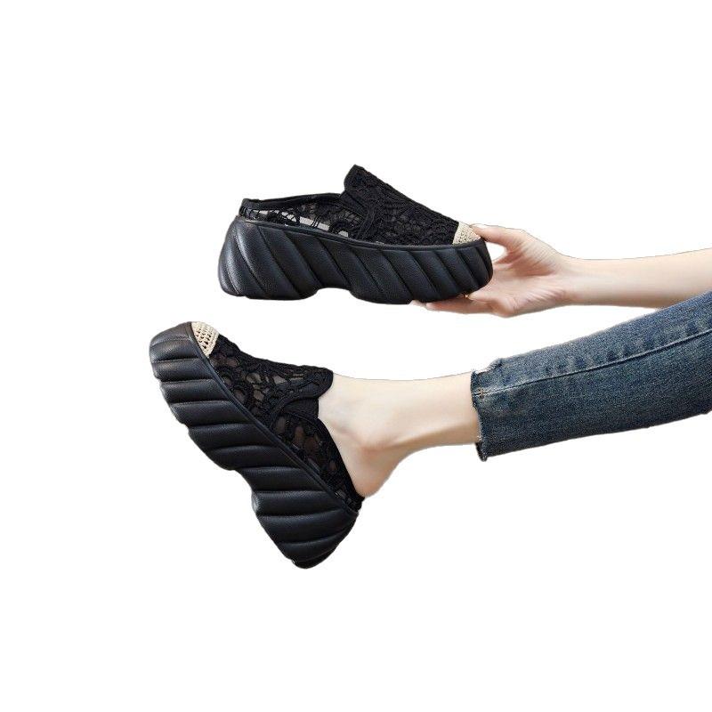 Baotou half slippers women's new platform fisherman shoes small height increase high-end cool slippers