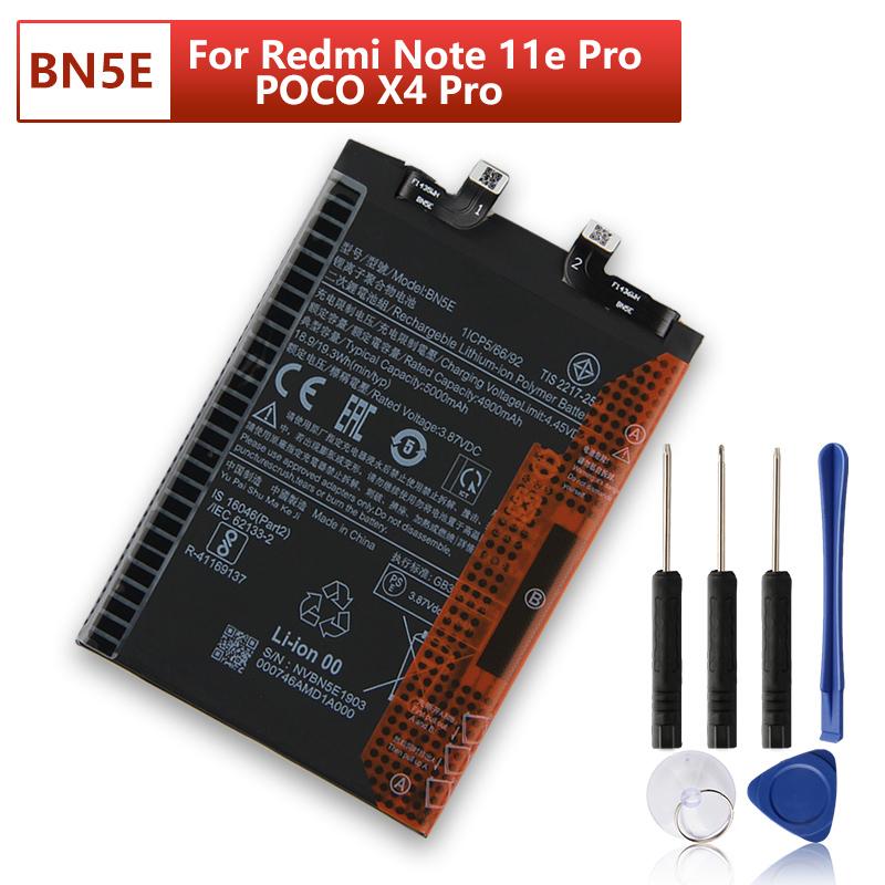 NUOVA Batteria di Ricambio Per Redmi Note 11e Pro Xiaomi POCO X4 Pro BN5E Batteria Telefono 6000mAh