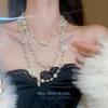 Exaggerated long large pearl necklace multi-layer light luxury niche cheongsam sweater chain stacked neck chain women's decorative accessories