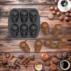 Halloween Skull Cake Pan Silicone Mold, 6 Cavities Pirate Skull 3D Silicone Mold Baking Pan,Black Easy To Use