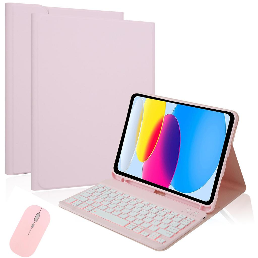 iPad 10.9" 9th Gen Magnetic Leather Case with Seven-Color Backlit Bluetooth Keyboard