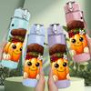 1PC Pumpkin Fall Floral Cartoon 750ml Color Plastic Sports Water Bottle Leakproof Flip Straw Lid Suitable for Sports Office Home Use