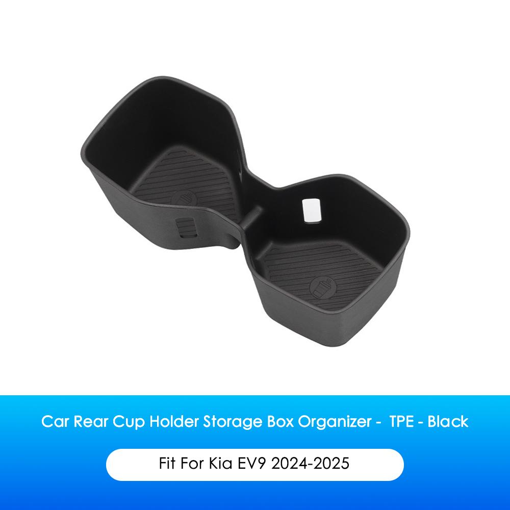 For Kia EV9 2024-2025 Non-slip Armrest Cup Holder TPE Center Console Rear Water Cup Holder Storage Box Car Interior Accessories