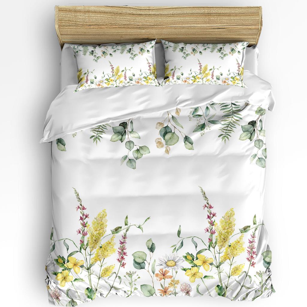Wild Flower Eucalyptus Sunflower Plant Lavender 3pcs Bedding Set For Double Bed Home Textile Duvet Cover Quilt Cover Pillowcase