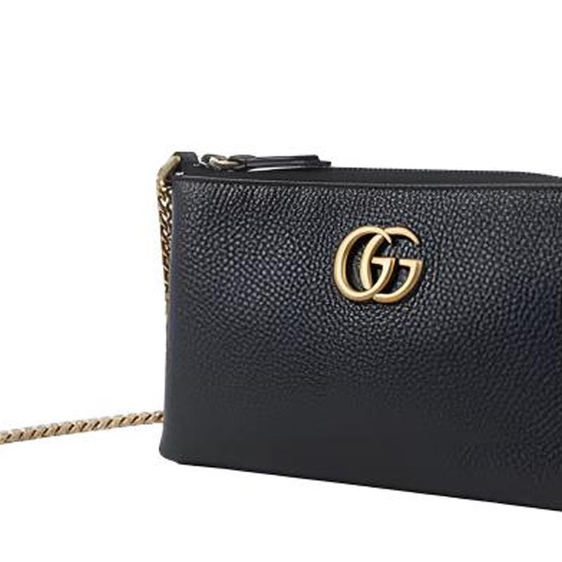 Gucci Marmont Cellarius Classic Woven Gold Chain Leather Shoulder Bag Women shoulder bag Black 779795-A7M0T-1000