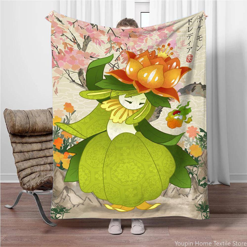 Pokemon Cartoon Retro Charizard Anime Flannel Blanket Pikachu Figures Home Sofa Lunch Break Blankets Children Student Kids Gifts