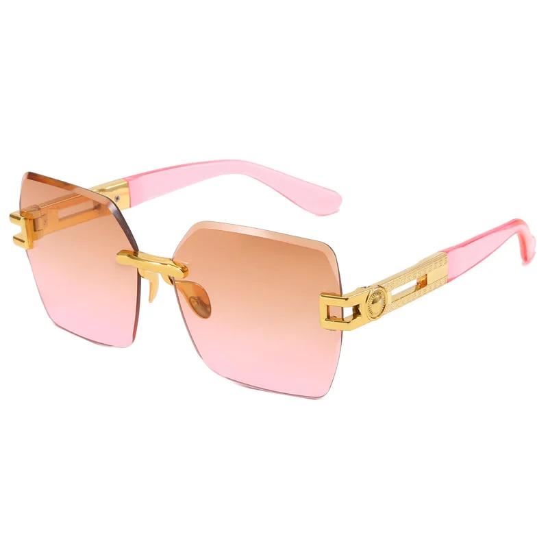 New Borderless Trimming Sunglasses Women'S Fashion Brand Designer Sun Glasses Women Color Lens Trend Eyewear Uv400
