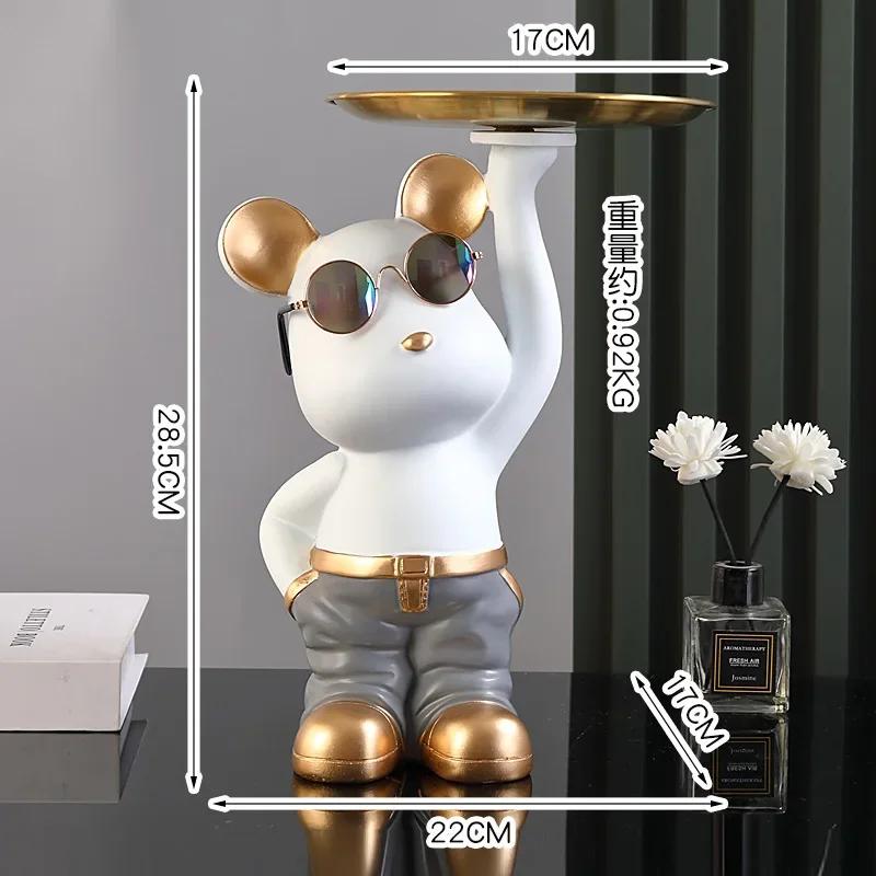 Bear Tray Bear Sculpture Piggy Bank Violent Bear Statue Resin Ornament Desktop Accessories Kids Gift Living Room Home Decor