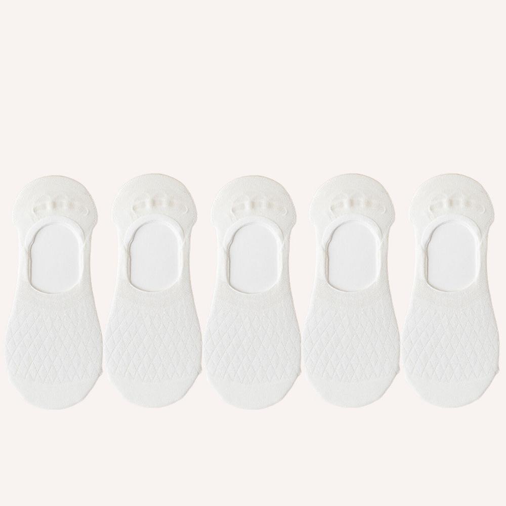 5 Pairs Women Invisible Socks Breathable Cotton Y2K Kawaii No-Show Socks Mesh For Office & Casual Cute White Anti-Slip Socks