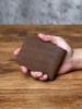 NZPJ Retro Men's Genuine Leather Wallet Top Layer Cowhide Short Wallet with Crazy Horse Leather Zero Wallet Card  ID Bag