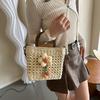 2025 autumn new trendy casual simple hand woven bag beach bag, messenger bag women's bag straw shoulder bag