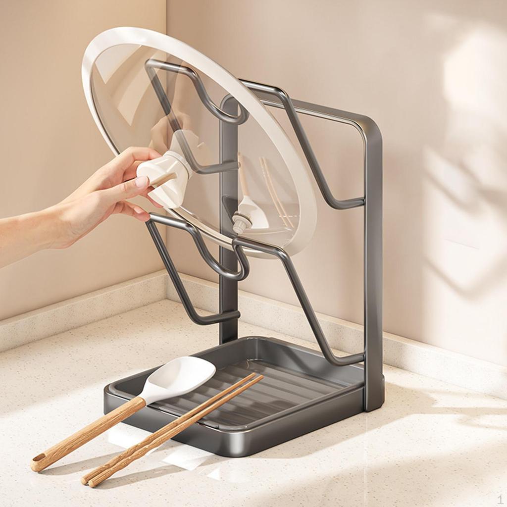Pot Lid Storage Rack Cover Organizer Stand Space Saving Multipurpose Utensils for Cooking Top