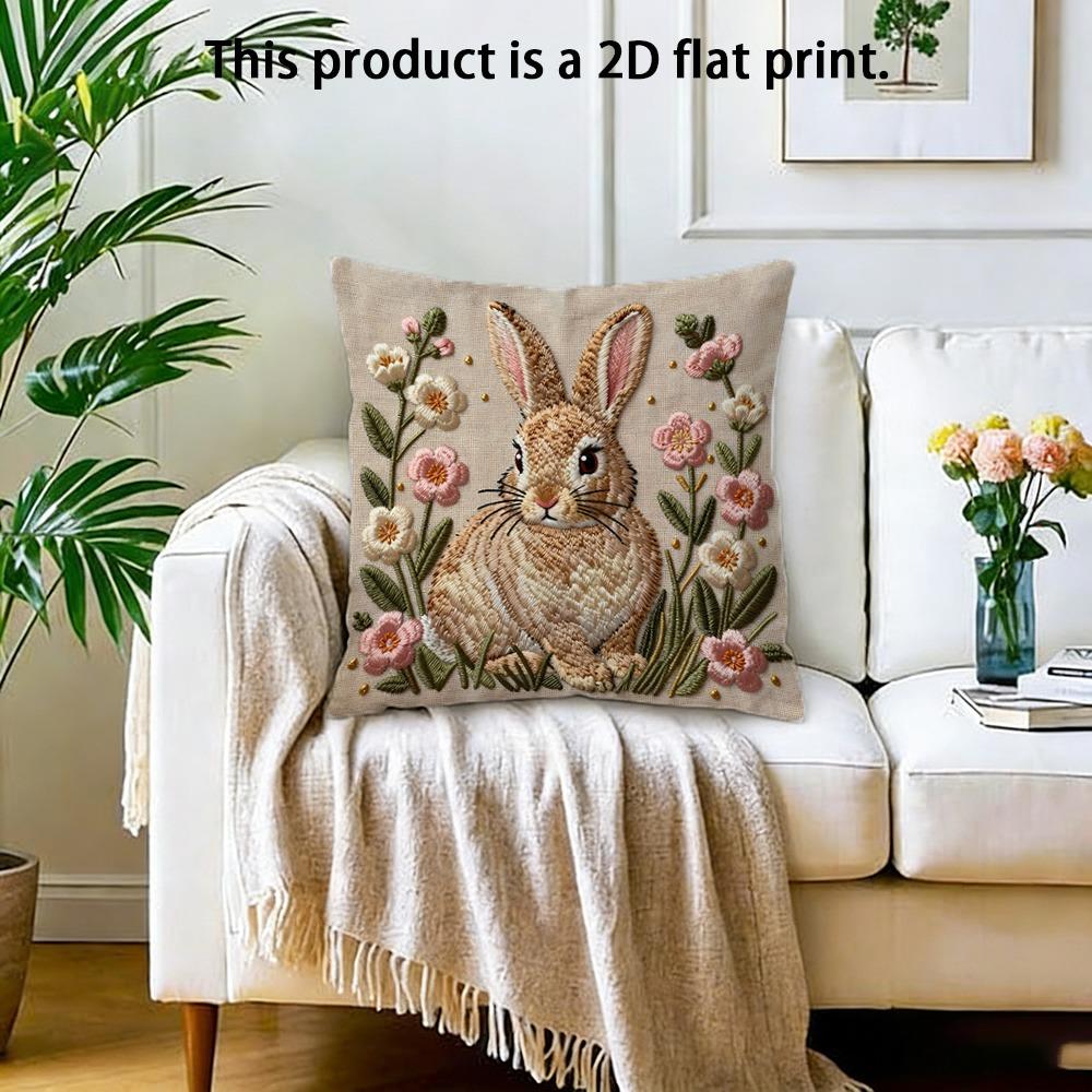 1 piece, cute rabbit flower 2D flat pillowcase