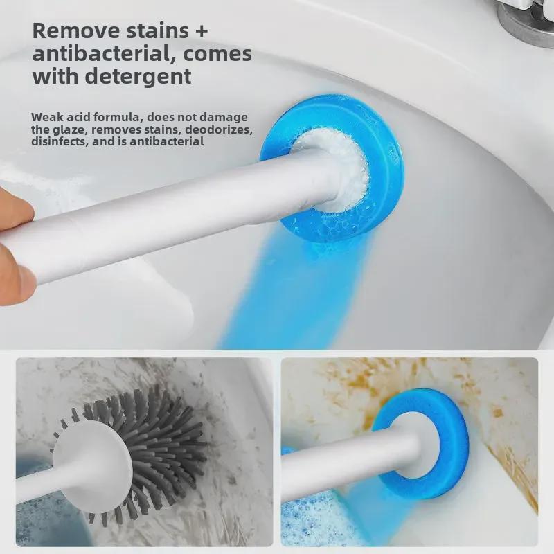 An der Wand montierte Einweg-Toilettenbürste – Doppeltrommel, keine toten Winkel, Badezimmer-Reinigungswerkzeug