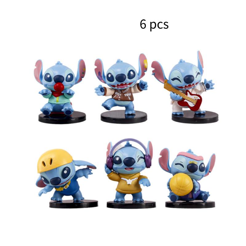 

Colorful Pvc Stitch Figurines Music Party Edition 6-piece Set Lilo And Stitch Collectibles