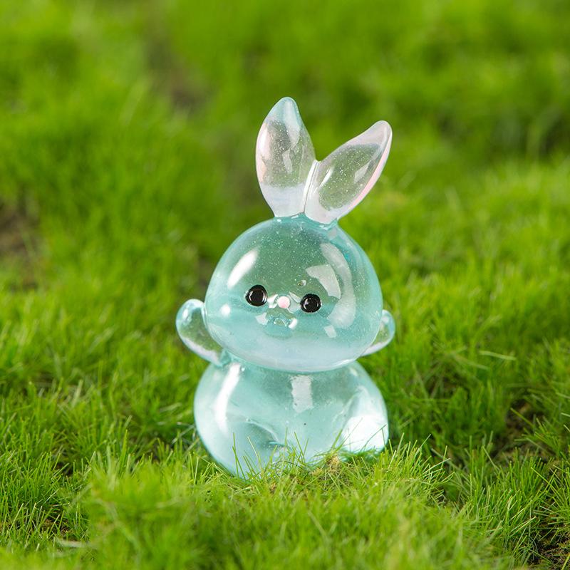 Luminous Little Rabbit Mini Figurine Micro Landscape Decoration Cute Cartoon Miniatures Home Decoration Accessories Gifts