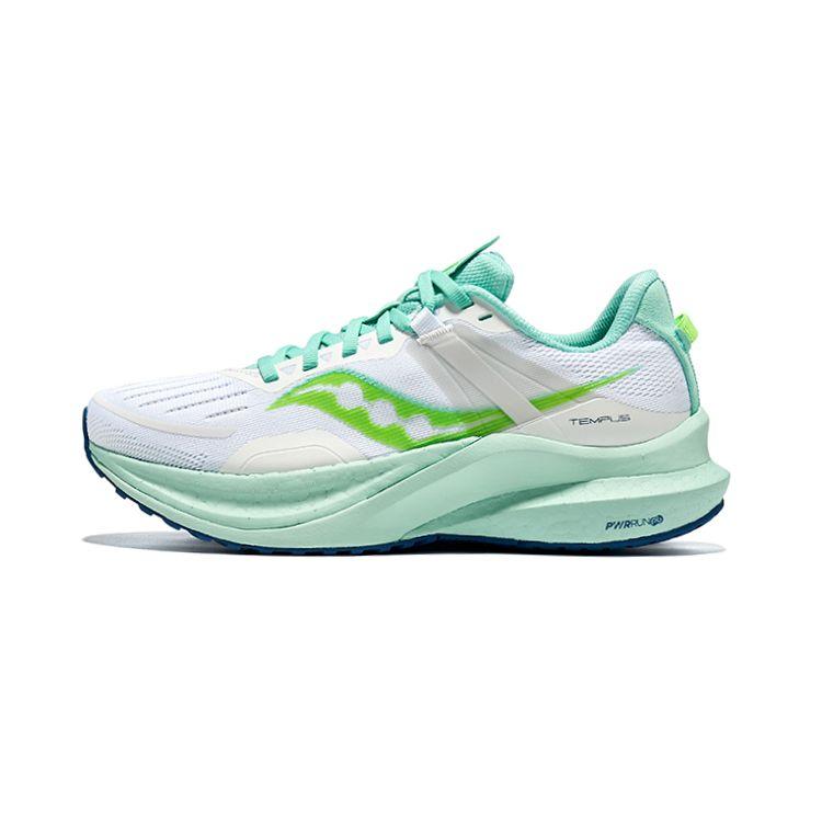 SAUCONY Tempus Comfortable Mesh Cushioning Breathable Rebound Low-Top Running Shoes Women Sneaker White Green S10720-115