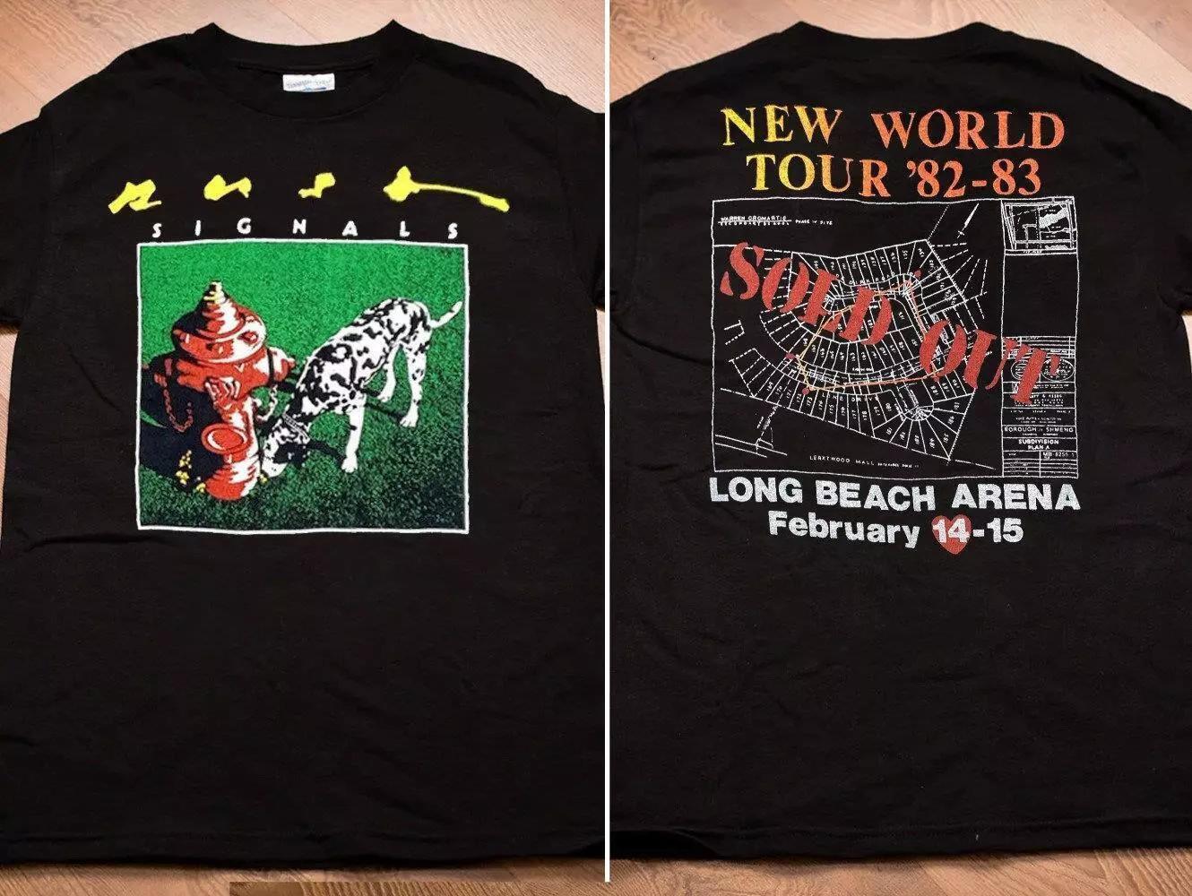 Rush Signals New World Tour 82-83 Long Beach Arena T-Shirt Mens Womens Tees Top Rush Signals Tour 2XL