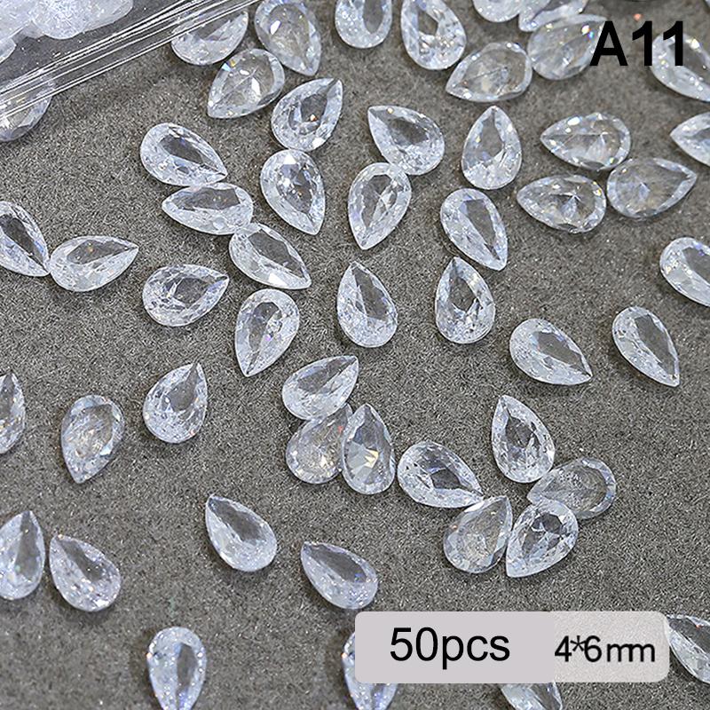 50Pcs Mini Nail  Transparent Zircon Flash Nail Art  Gems Dazzling Manicure Tip 3D Nail Art Decoration