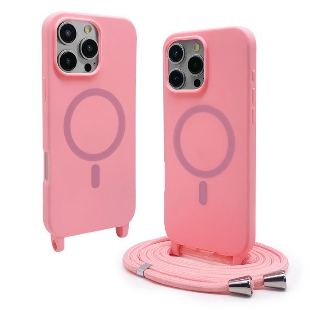 

For iPhone 16 Pro Magnetic Case Compatible with MagSafe Soft TPU Phone Cover with Lanyard