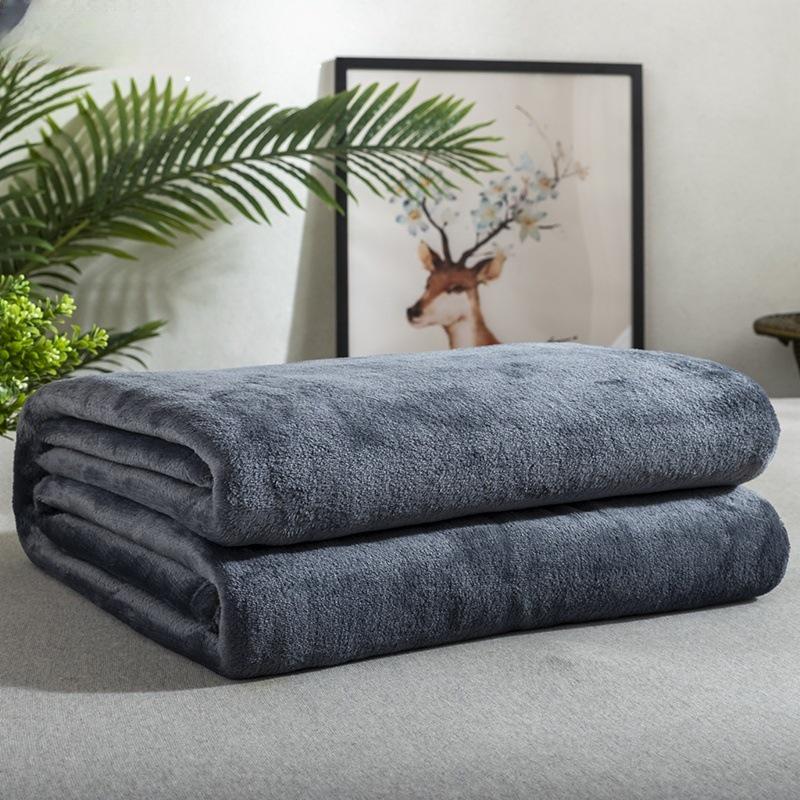 Thickened Coral Fleece Flannel Blanket for Home, Office, and Baby – Solid Color, Air Conditioning Quilt