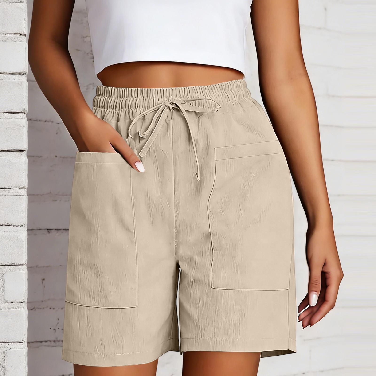 

Women s Shorts Casual Summer Color Beach Loose Pocket Short Skirt Pants XL хакі