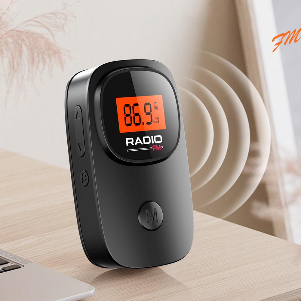 FM Radio Digital Tuning Pocket Radio with Earphone Battery Operated Radio with Clip for Walking Jogging