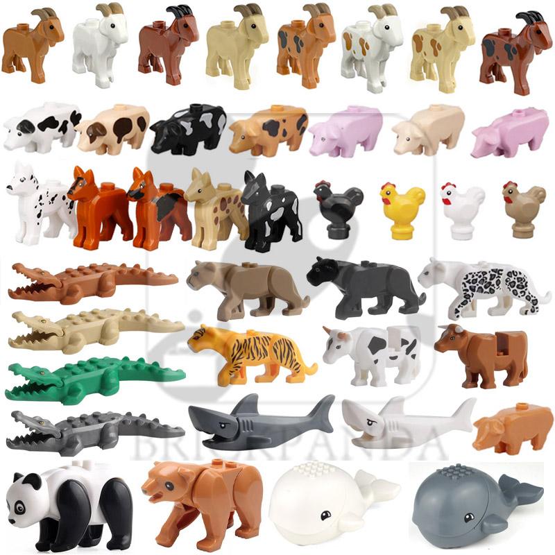 MOC Stadt Mini Süßes Tier Bär Schaf Ziege Huhn Hund Schwein Familie Bauernhof Bausteine Zubehör Kinderspielzeug Weihnachtsgeschenk
