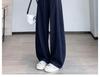 Women's Blue High-Waisted Slim-Fit Wide-Leg Pants - Pear-Shaped, Slimming, Loose Casual Trousers for Autumn 2025.