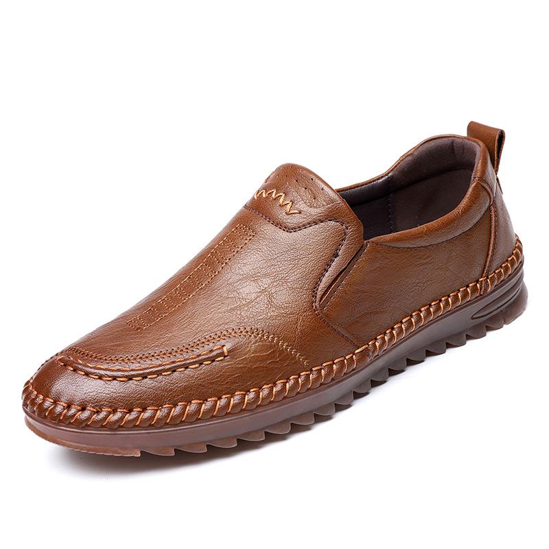 2025 Stylish European Men's Loafers: Trendy Light Luxury Genuine Leather Breathable Casual Shoes
