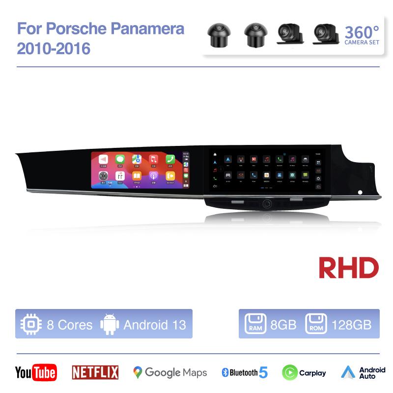 12.3" Dual screen Car Radio Multimedia Video Player For Porsche Panamera 2010-2016 GPS navigation Android13 Auto Carplay 4G wifi