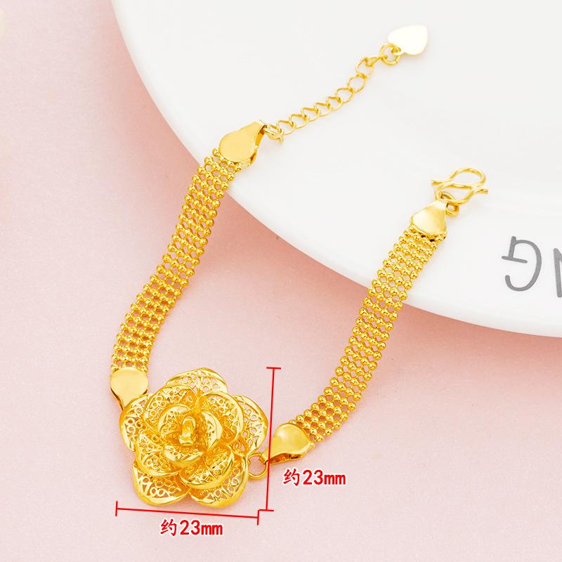 Retro Ethnic Style Hollow Rose Flower Bracelet for Women