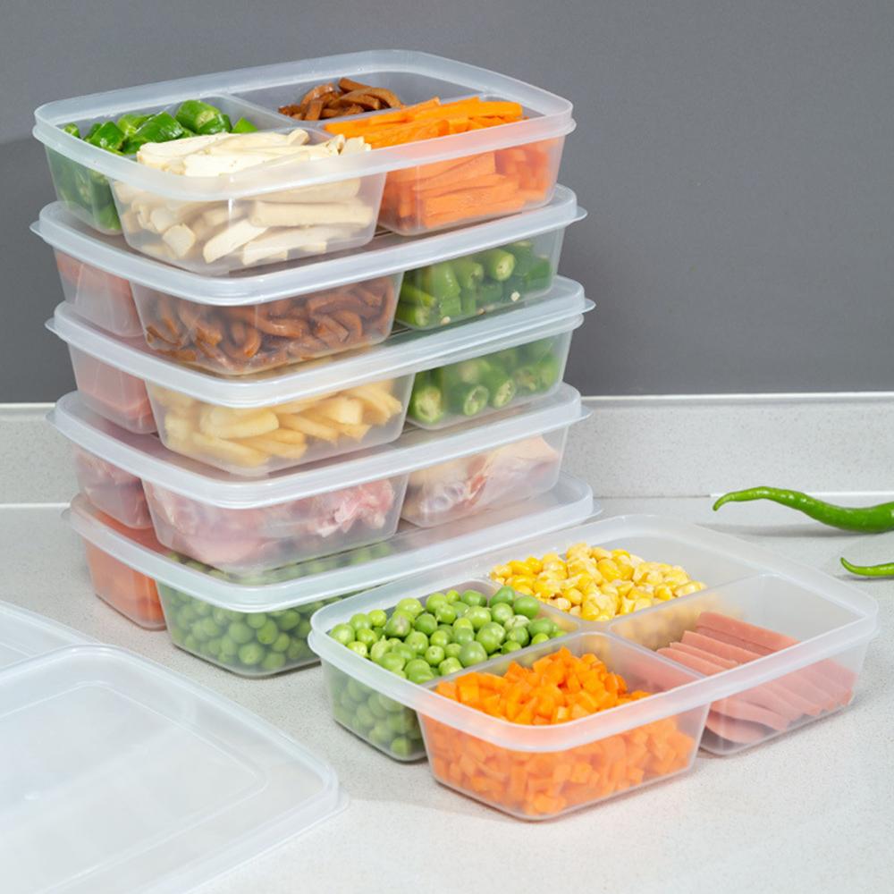 1PC Refrigerator Cooked Food Storage Box Marinated Flavor Four Quarters Crisper Box Meat Pieces Divided Vegetables Storage