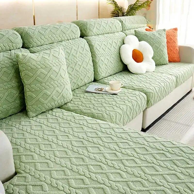 Anti-slip Plush All Inclusive Sofa Mattress Geometric Polar Fleece Couch Slipcover Combination Sofa Covers