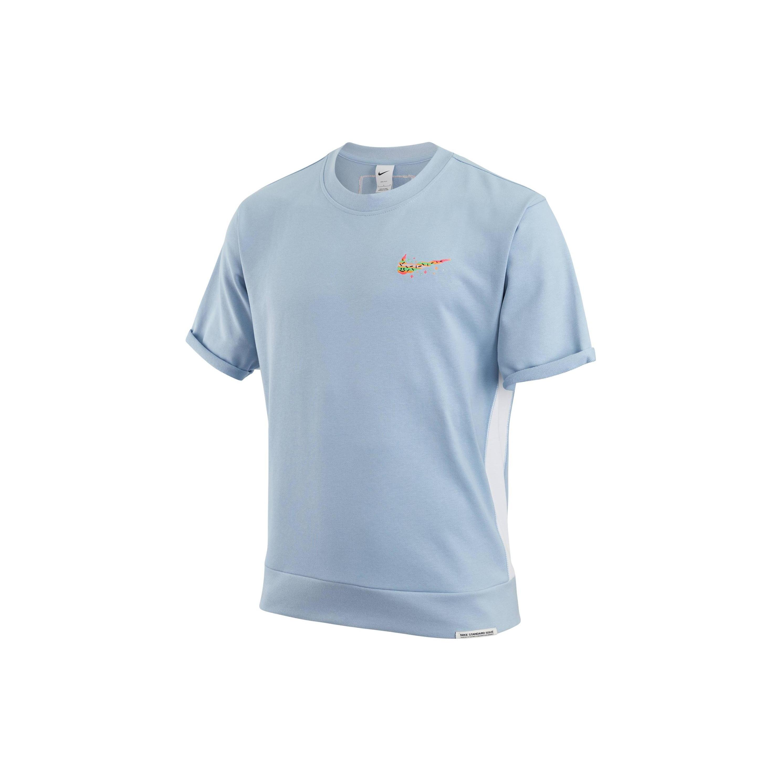Nike Colorblock Cartoon Small Label Sports Training Round Neck Short Sleeve Blue Men s DV3201-425 M