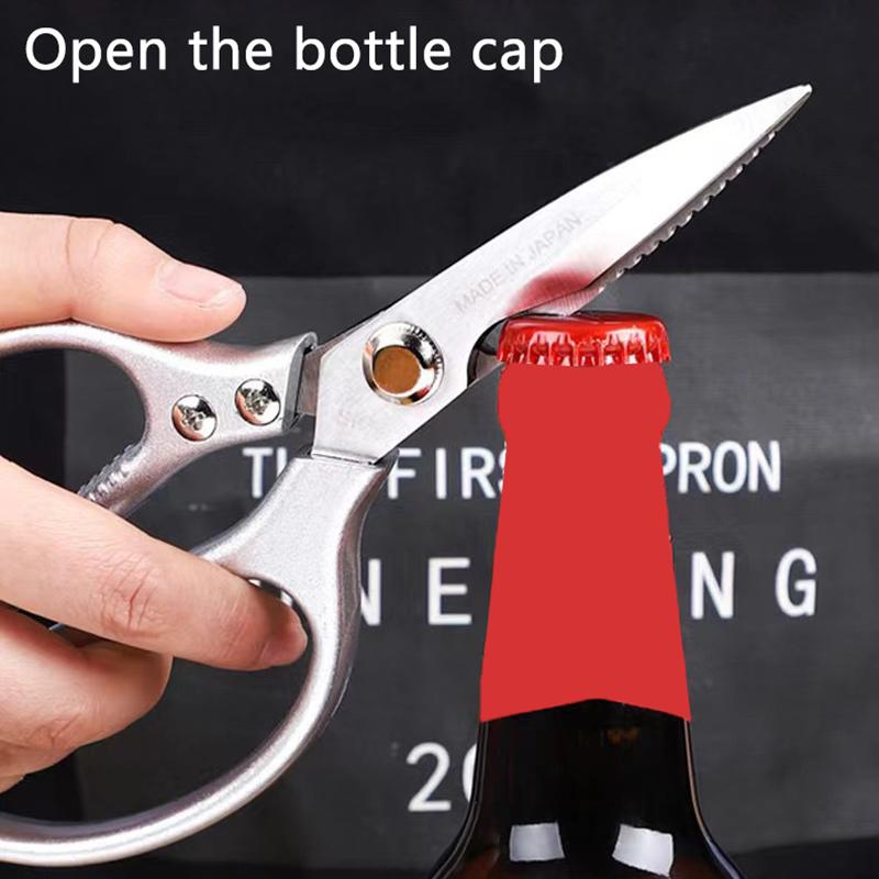 Professional Stainless Steel Kitchen Scissors With Aluminum Alloy Handle - Perfect For Cutting Chicken Bones Meat Fish