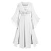 Women V Neck Long Sleeve Lace Up Maxi Dress with Split Hem and Flared Cuff Retro Style for Casual or Special Occasions