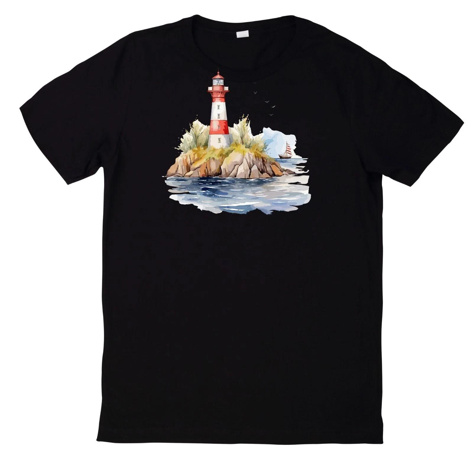 T-Shirt Aquarell Leuchtturm Motiv Baumwolle L