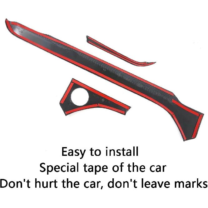 Car Accessories Fit for Ford Explorer 2020 2021 2022 2023 2024 Interior Middle Console Dashboard Strip Trim Cover (Carbon Fiber Style) ABS 3 PCS