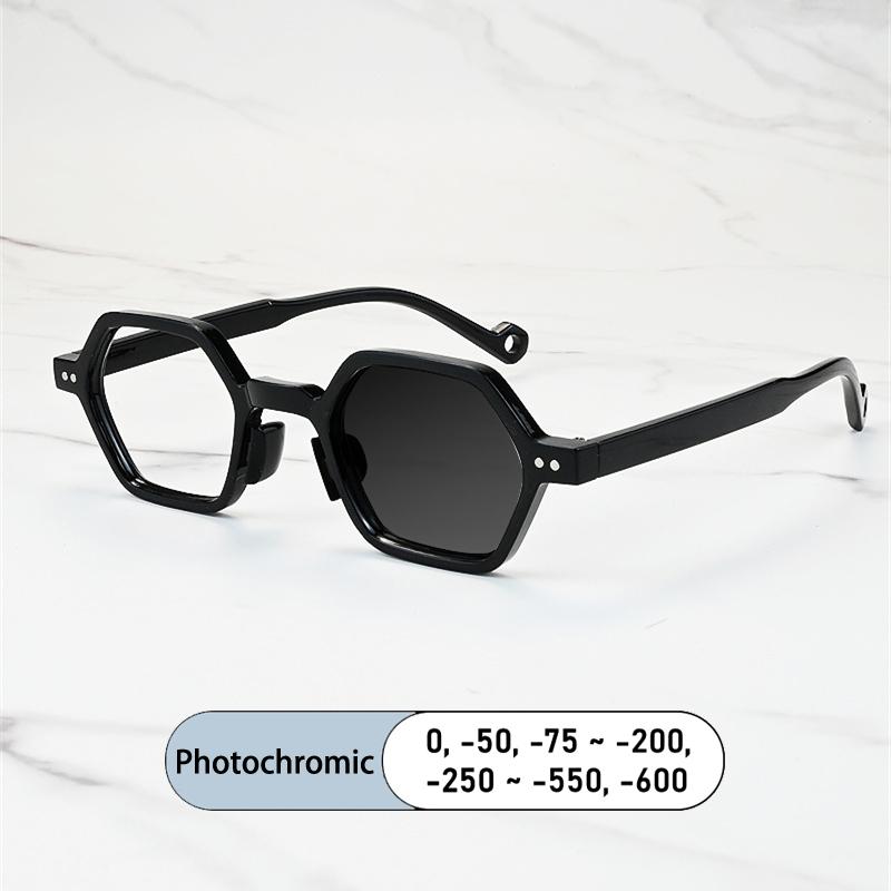 Vintage Brand Hexagon Small Frame Myopia Glasses Prescription Nearsight Anti Blue Light Women Eyewear