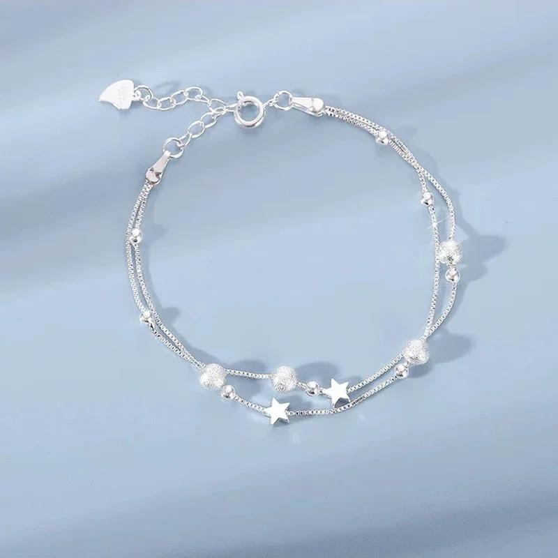 925 Silver Bead Bracelet For Women Korean Fashion Adjustable Luxury Jewelry Original Designer Beaded Bracelet