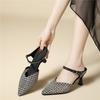 Scarpe da donna con strass appuntiti temperamentali indossano tacchi alti in mesh di lusso leggero di alta gamma, punta della borsa, tacco sottile, scarpe singole da donna alla moda