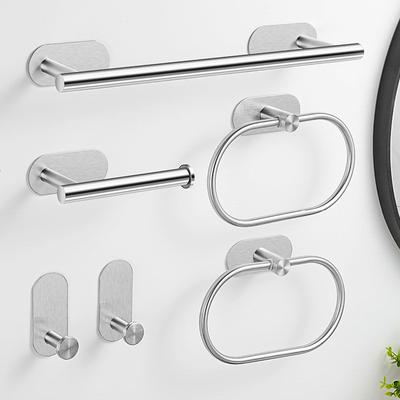 Bathroom Hardware Set No Drilling Bathroom Accessories Sets Toilet Tissue Roll Paper Holder Towel Rack Bar Rail Ring Robe Hook