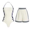 2025 Women's High-Waisted Navy Split Bikini Set