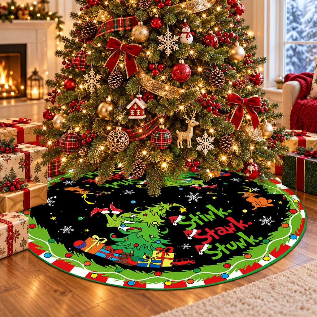 Christmas Tree Skirt, 47.6 Inch Round Tree Base Cover for Christmas Holiday Decoration