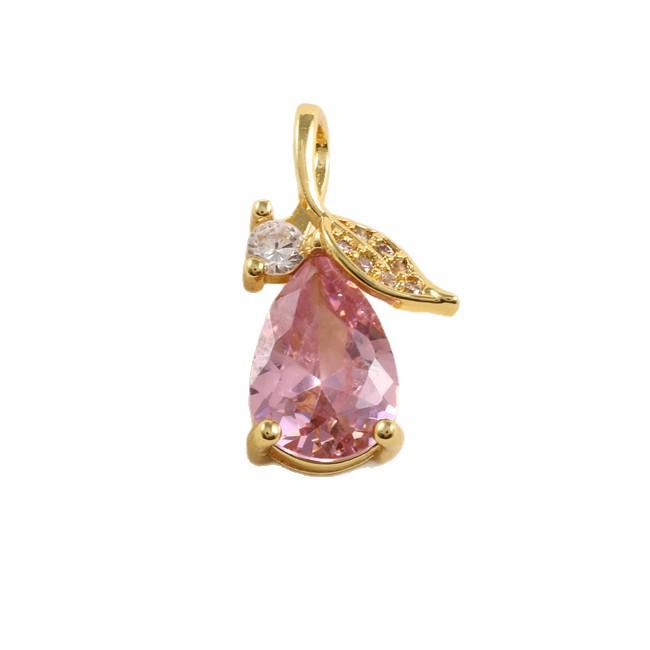 Versatile Pink-Purple Teardrop Zircon Necklace Pendant - DIY Jewelry Accessory