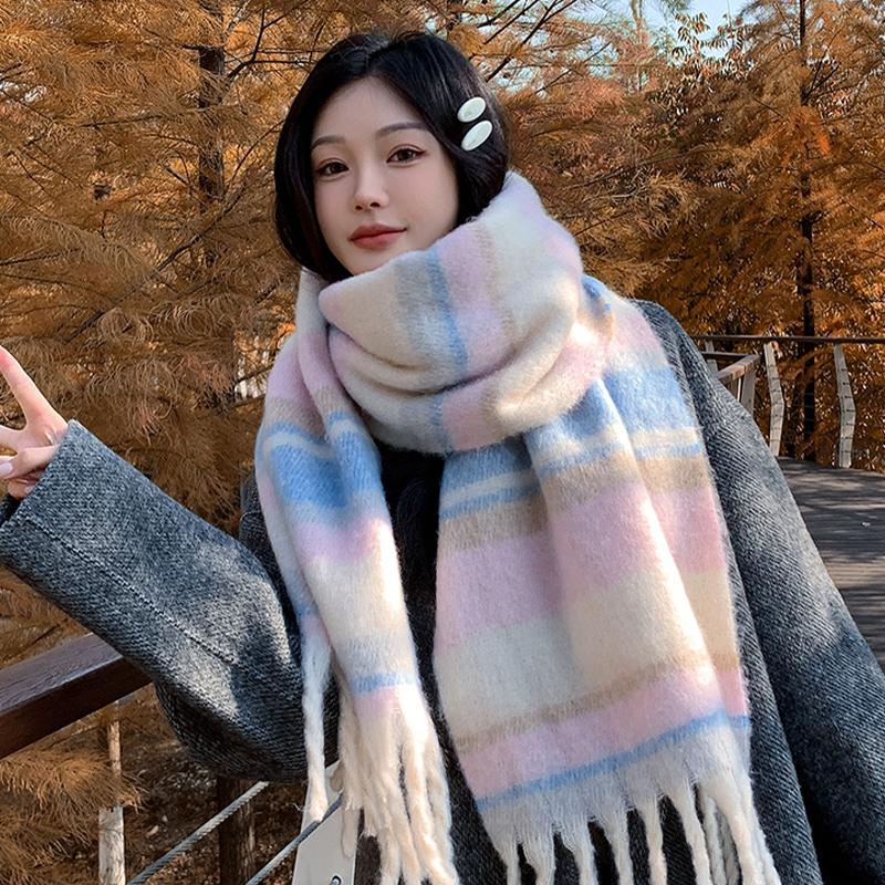 Winter Imitation Cashmere Scarf For Women Maillard High-End Korean Style Warm Retro Versatile Thick Shawl